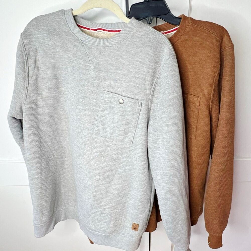 Coleman Sherpa Lined Crewneck Sweatshirt in Cool Grey/Copper Bundle 2 Medium